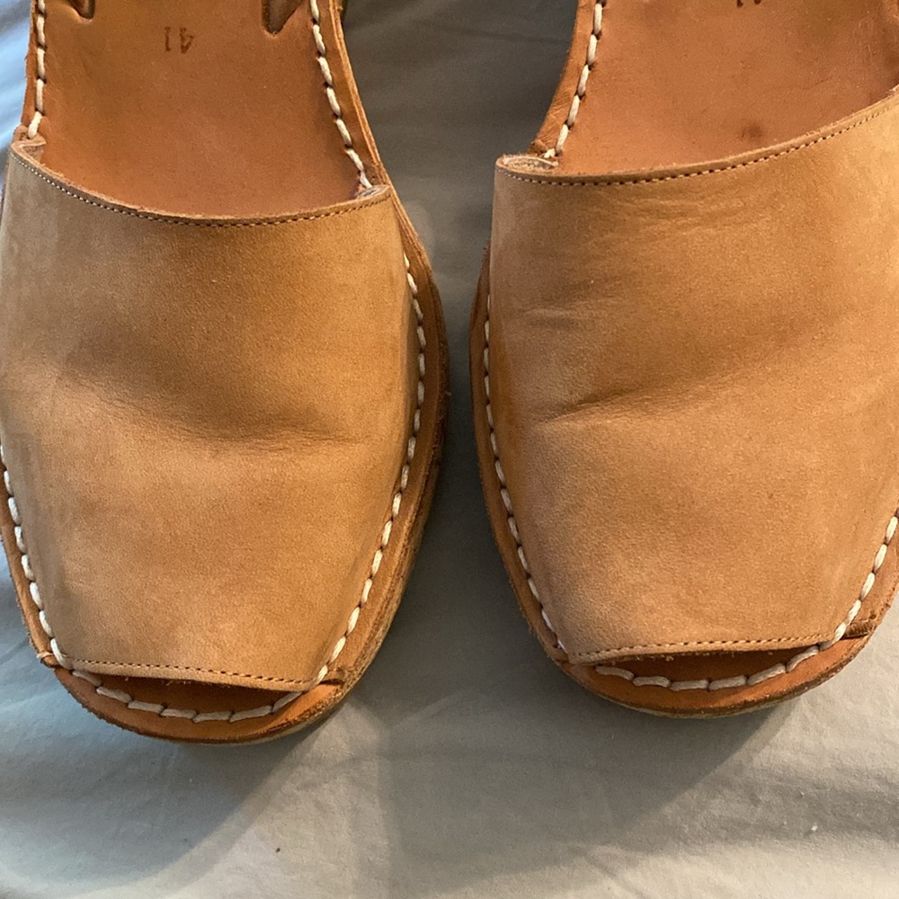 Tan Nubuck Cork Espadrille Wedge Slingback - Picture 16 of 16